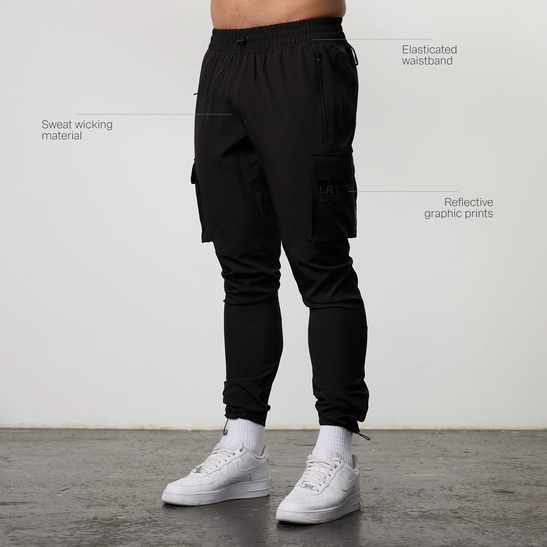 LRT Black Performance Tapered Cargo Pants - Image 3