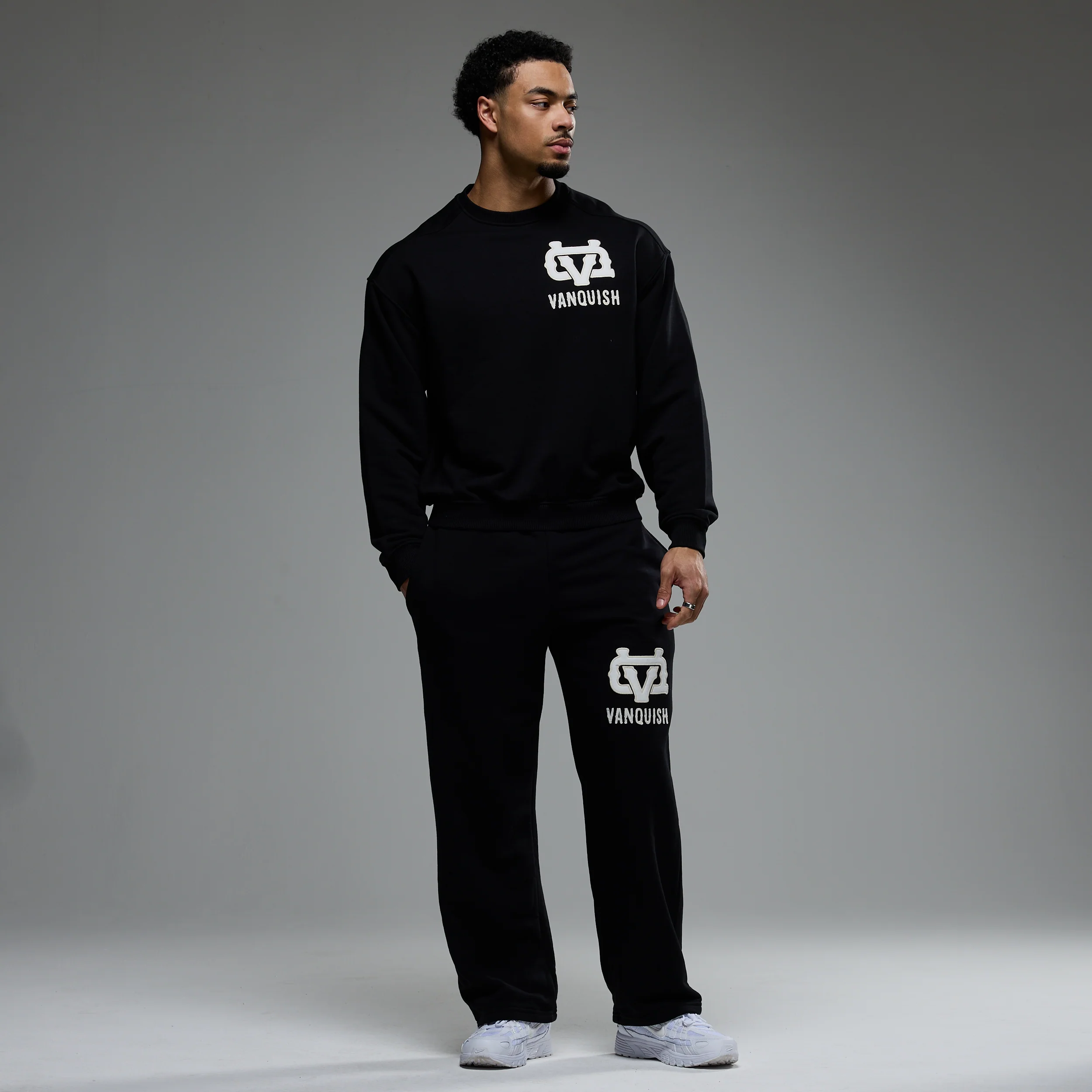 MONOGRAM BLACK STRAIGHT LEG SWEATPANTS - Image 4