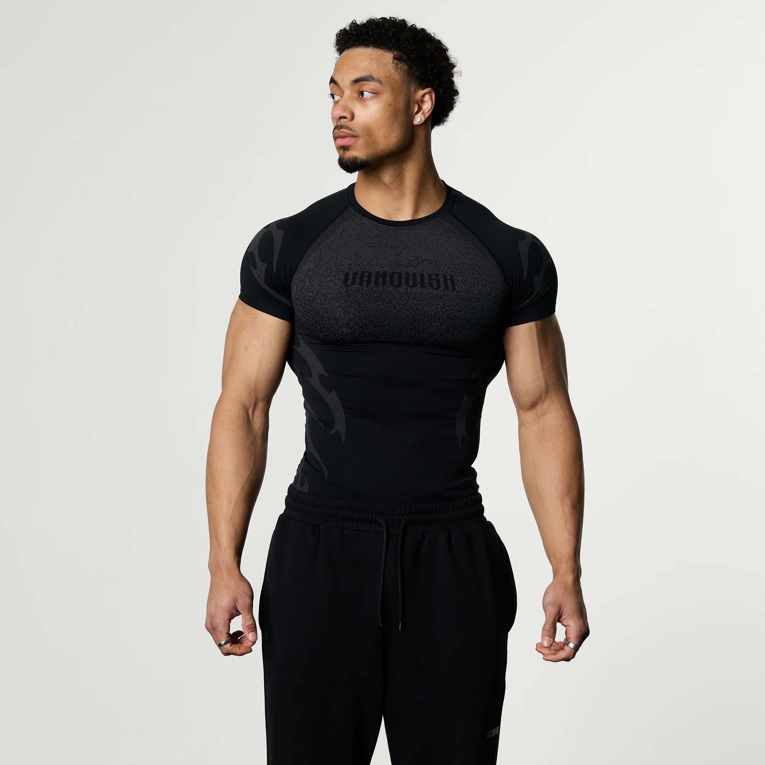 TRIBAL COMPRESSION BLACK SHORT SLEEVE T SHIRT