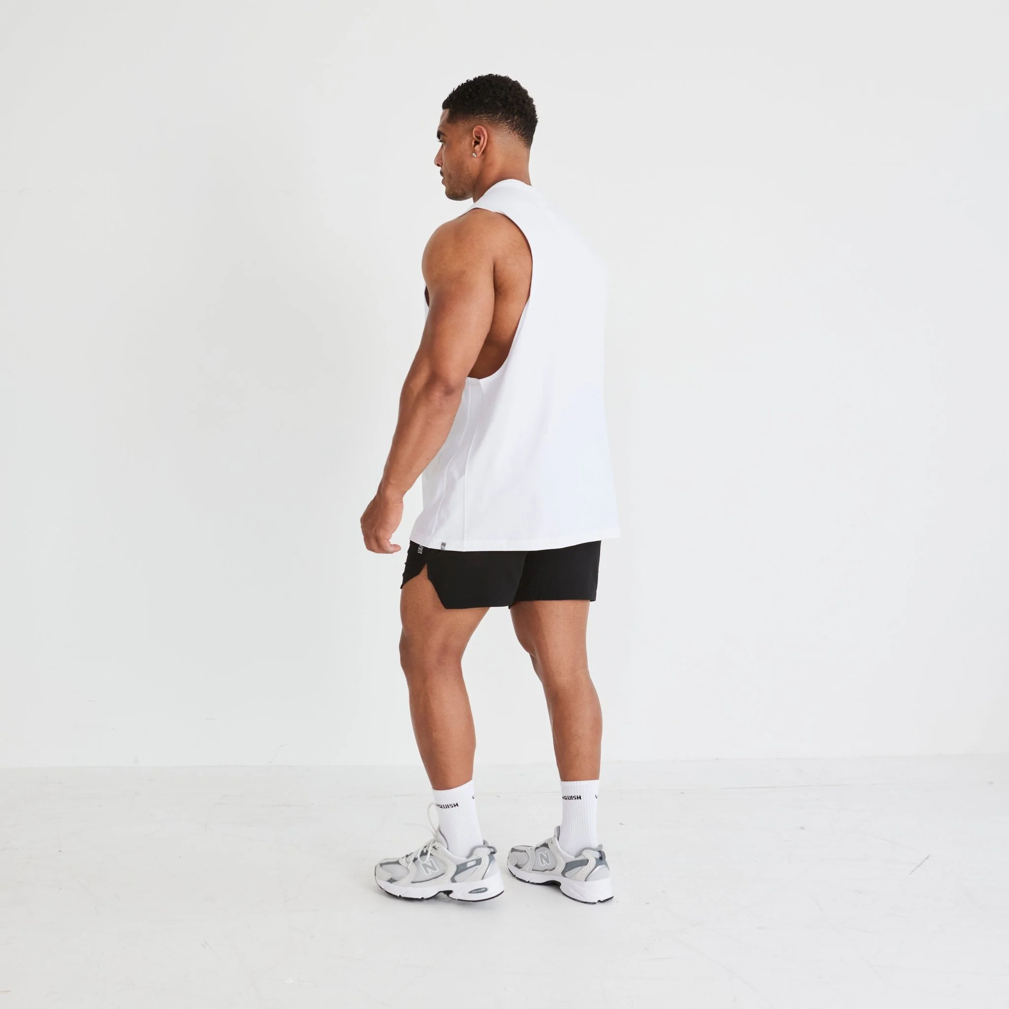 Vanquish Essential White Oversized Sleeveless T Shirt - Image 5