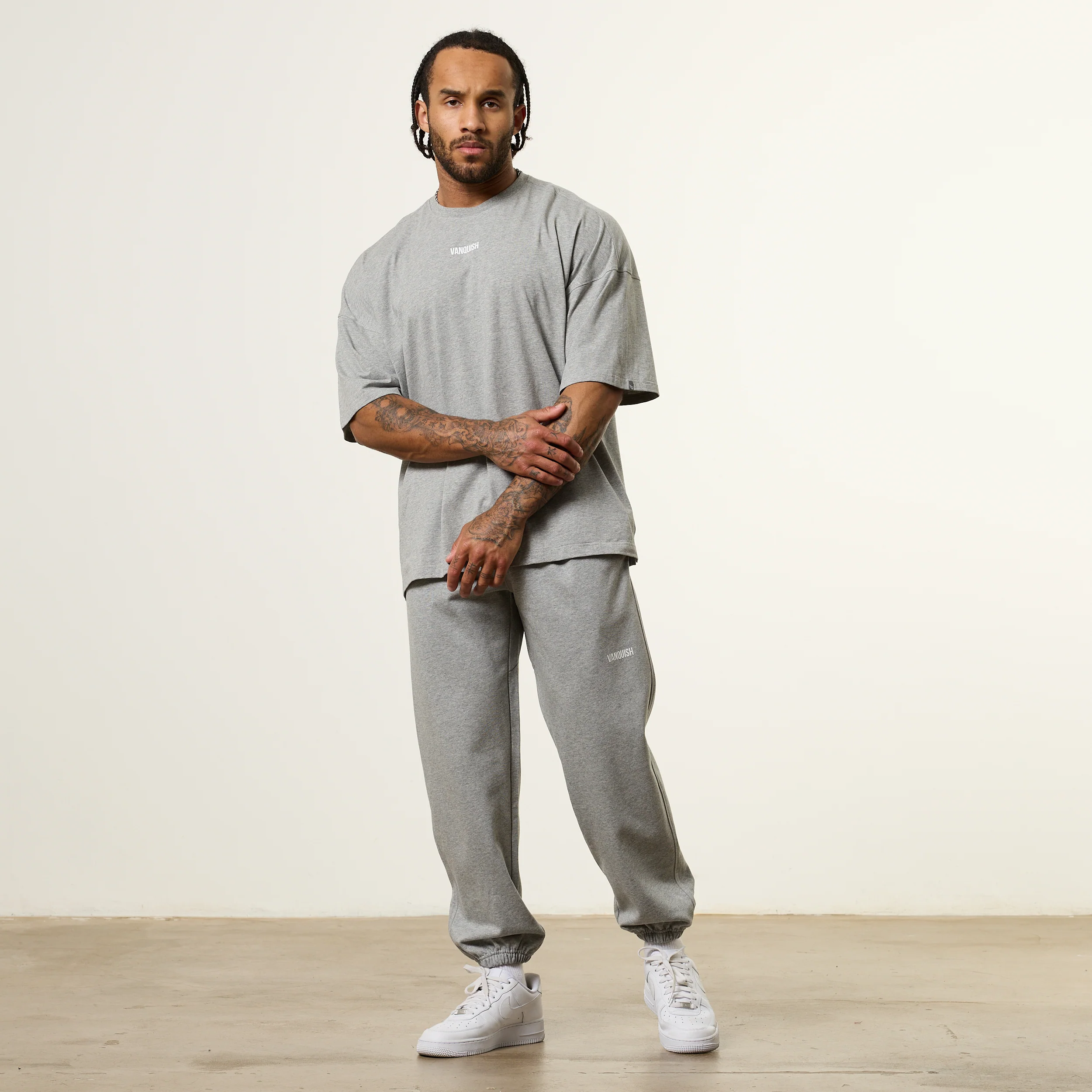 Vanquish Essential V2 Grey Melange Oversized Boxy T Shirt - Image 5