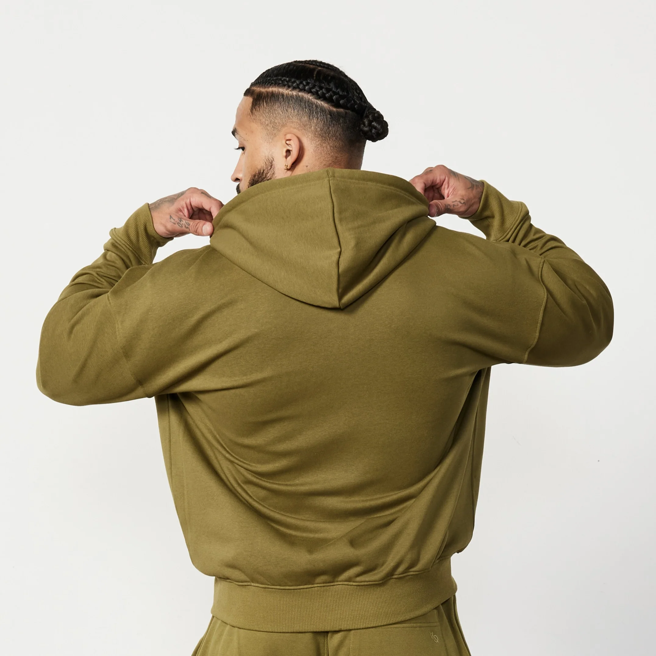 Vanquish Essential Olive Green Oversized Full Zip Hoodie - Image 4