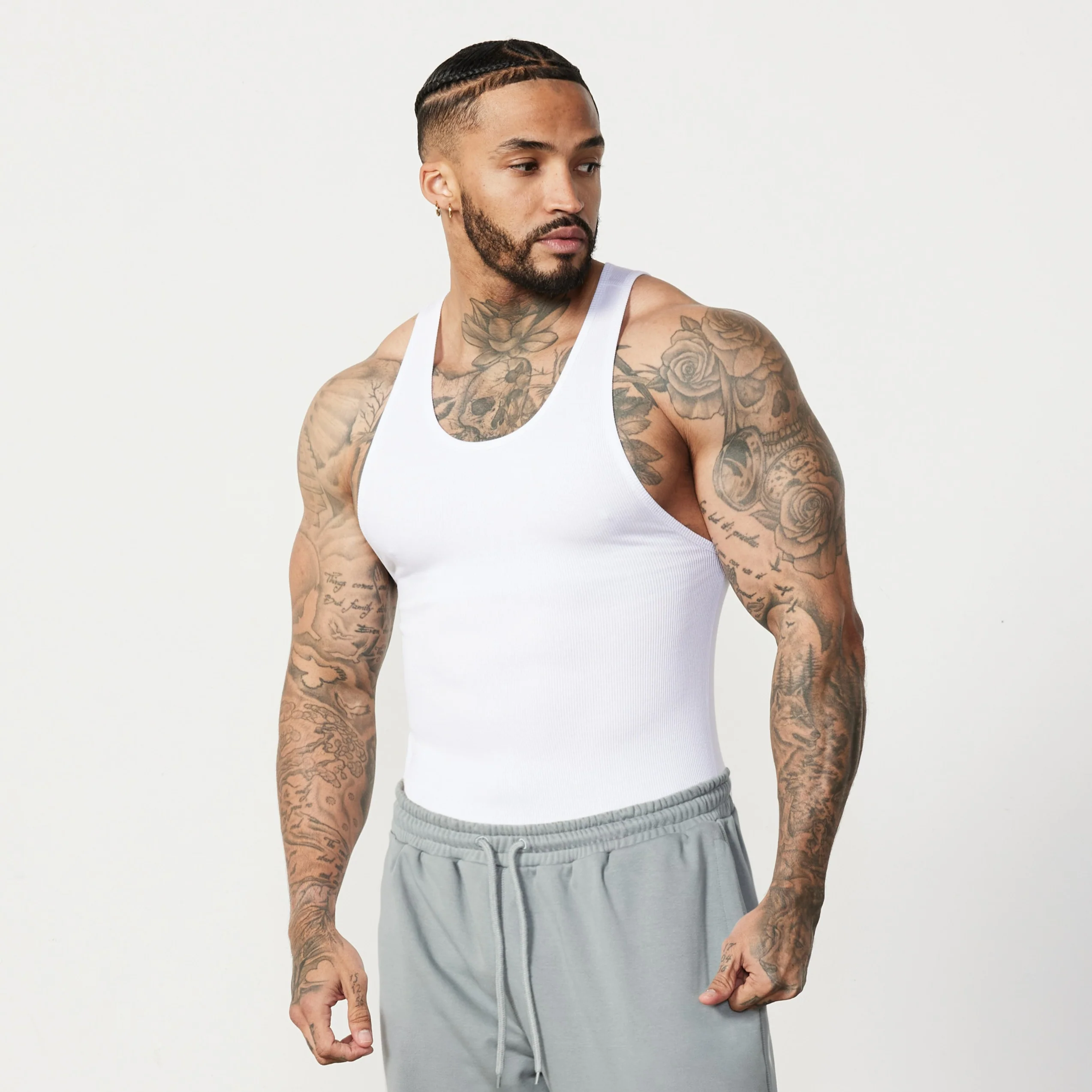 Vanquish Essential V2 White Ribbed Tank