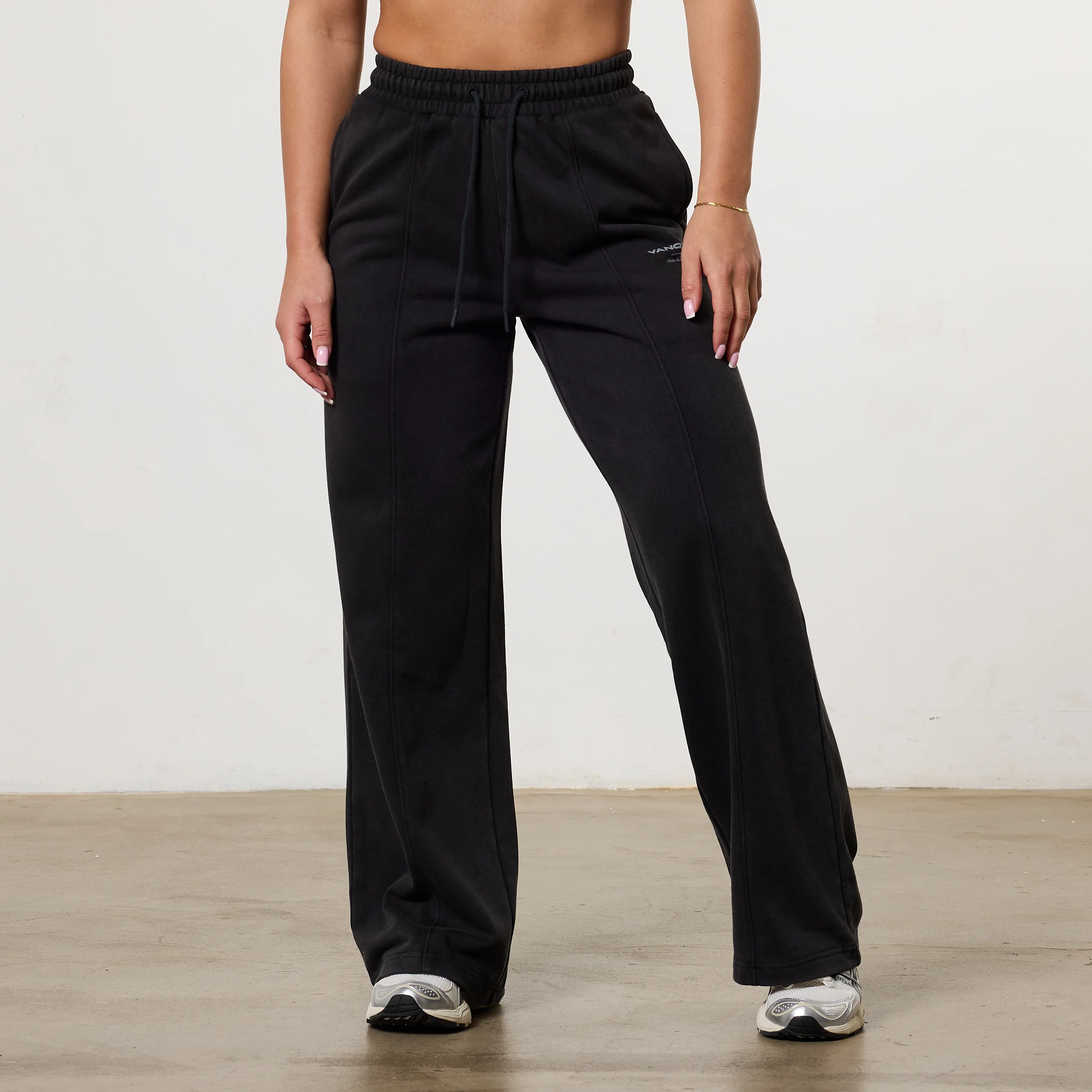 Vanquish Womens Washed Black Wide Leg Sweatpants
