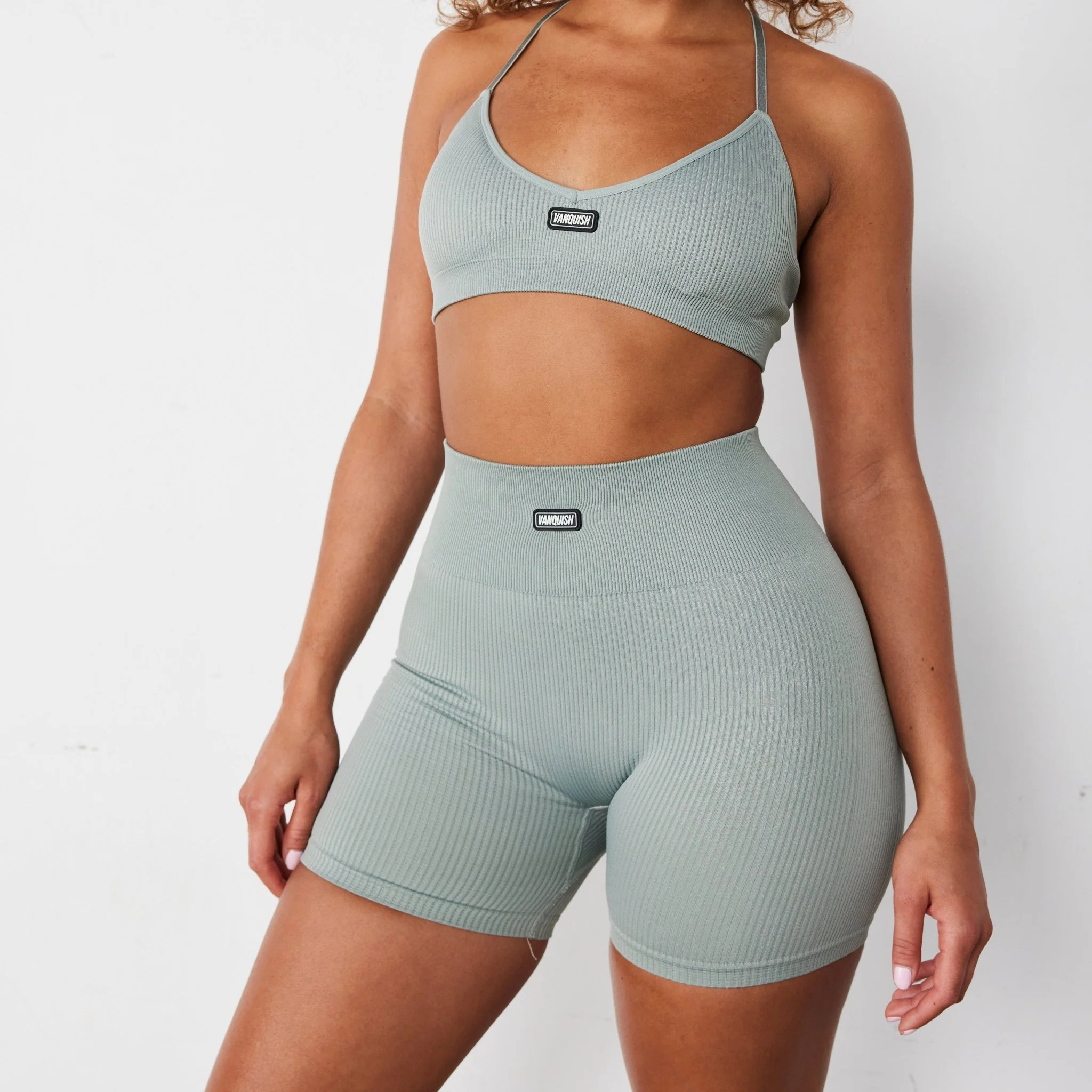 Vanquish Ribbed Seamless Slate Grey Shorts - Image 3