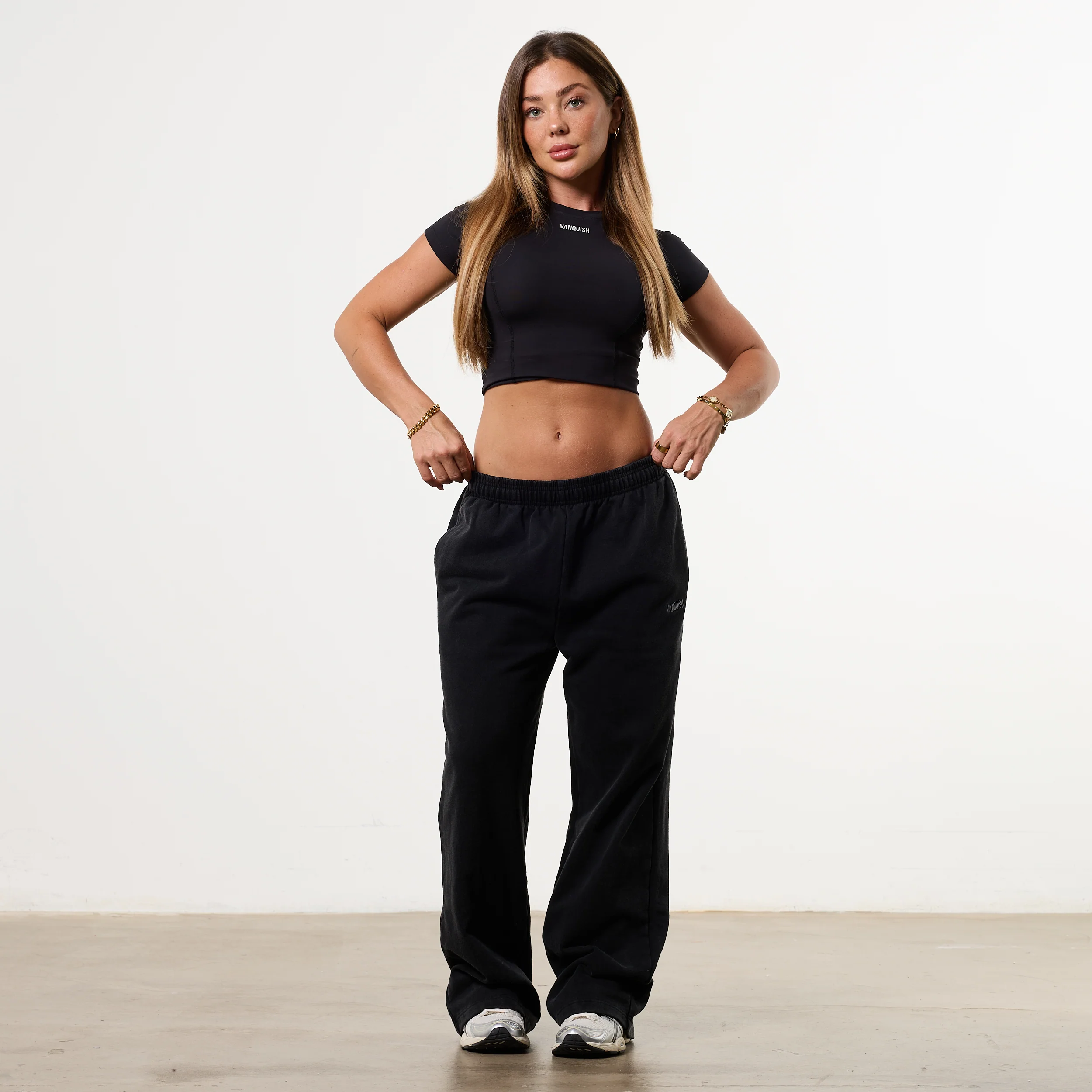 WOMENS WASHED BLACK HEAVY WEIGHT STRAIGHT LEG SWEATPANTS PETITE - Image 4